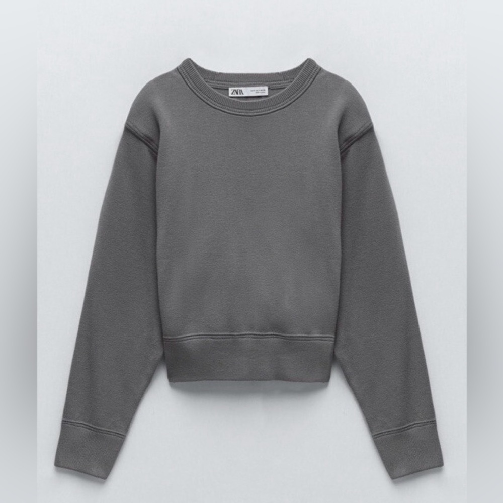 Zara Washed Effect Cotton  Sweatshirt